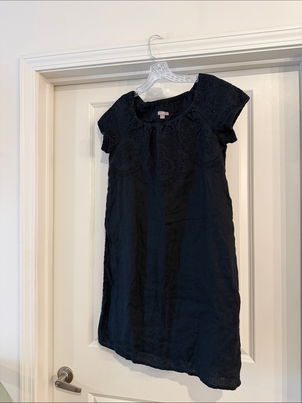 J. Jill Black Eyelet-Yoke Short Sleeve Girls Dress